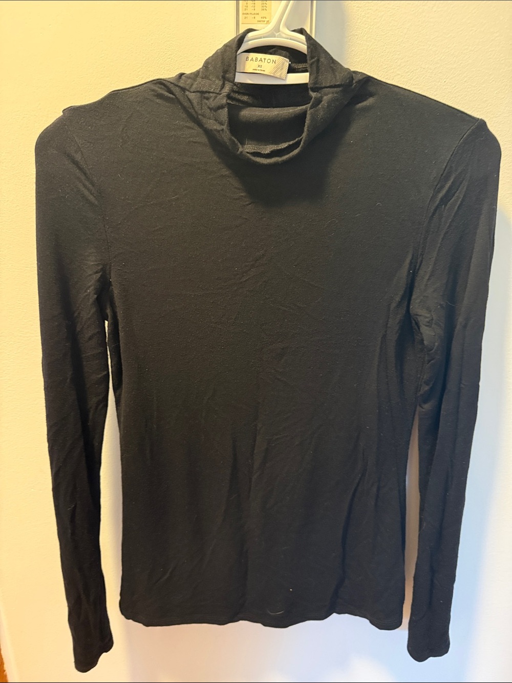 Babaton Black Long-Sleeve mock neck Tee